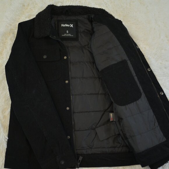 Hurley Men'/Teen Black Corduroy Button Up Jacket With Thermal Wall Lining Size S - Picture 5 of 7